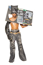 Load image into Gallery viewer, Black Villain Patchwork Flared Jeans