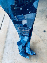 Load image into Gallery viewer, Thigh High Denim Patched Boots