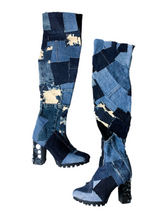Load image into Gallery viewer, Denim Patchwork Platform Boots