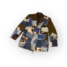 Load image into Gallery viewer, Cow-Print Patchwork Blazer