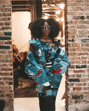 Load image into Gallery viewer, Red Patchwork Bomber Jacket