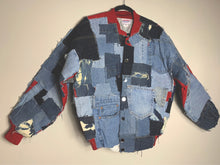Load image into Gallery viewer, Red Patchwork Bomber Jacket