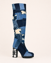 Load image into Gallery viewer, Denim Patchwork Platform Boots
