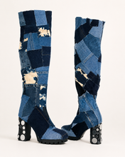 Load image into Gallery viewer, Denim Patchwork Platform Boots
