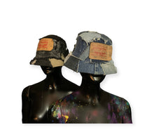Load image into Gallery viewer, Black Denim Patchwork Bucket Hat

