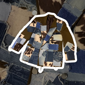 Cow-Print Patchwork Blazer