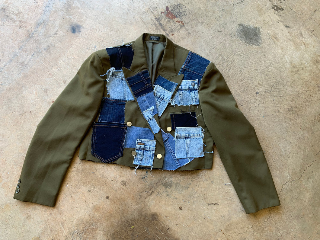 Cropped Patchwork Blazer