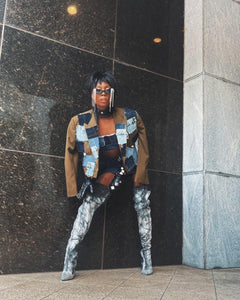 Cropped Patchwork Blazer