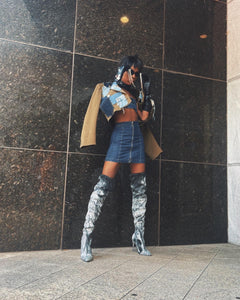 Cropped Patchwork Blazer