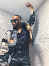 Load image into Gallery viewer, Black Patchwork Bomber Jacket

