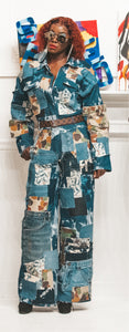 Wide-Leg Patchwork Jumpsuit