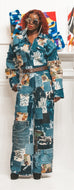 Wide-Leg Patchwork Jumpsuit