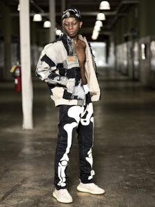 Black Patchwork Bomber Jacket