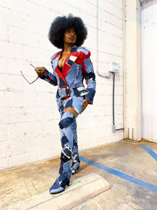 Denim Patchwork Platform Boots